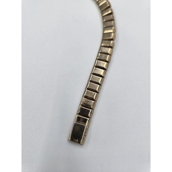 Vintage Weiss Purple Choker Necklace 1950s Rhinestone Signed 14" Gold tone - Picture 13 of 13